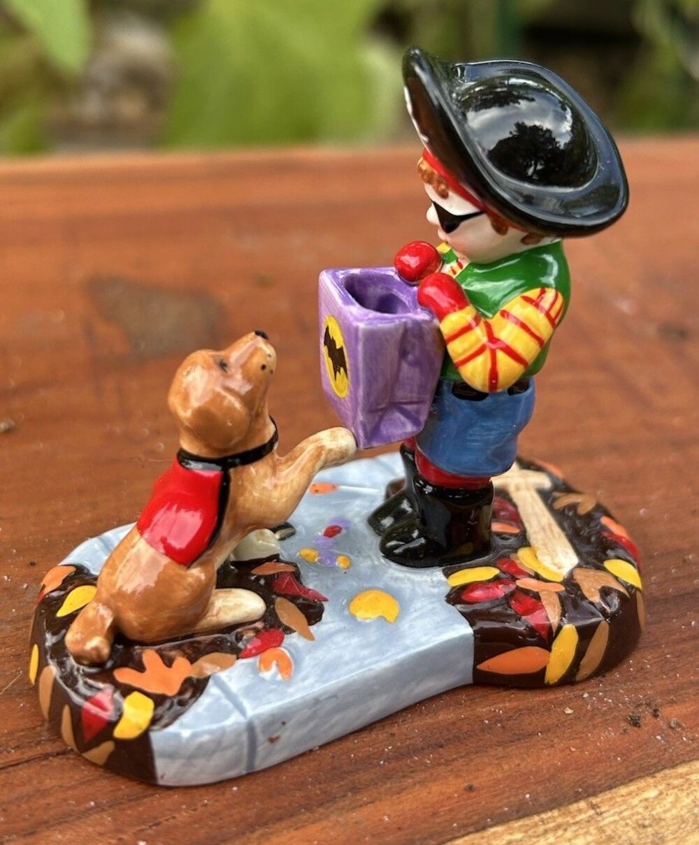 Department 56 Halloween Accessory Trick Or Treat Pirate Kid w/ Devil Dog Vtg